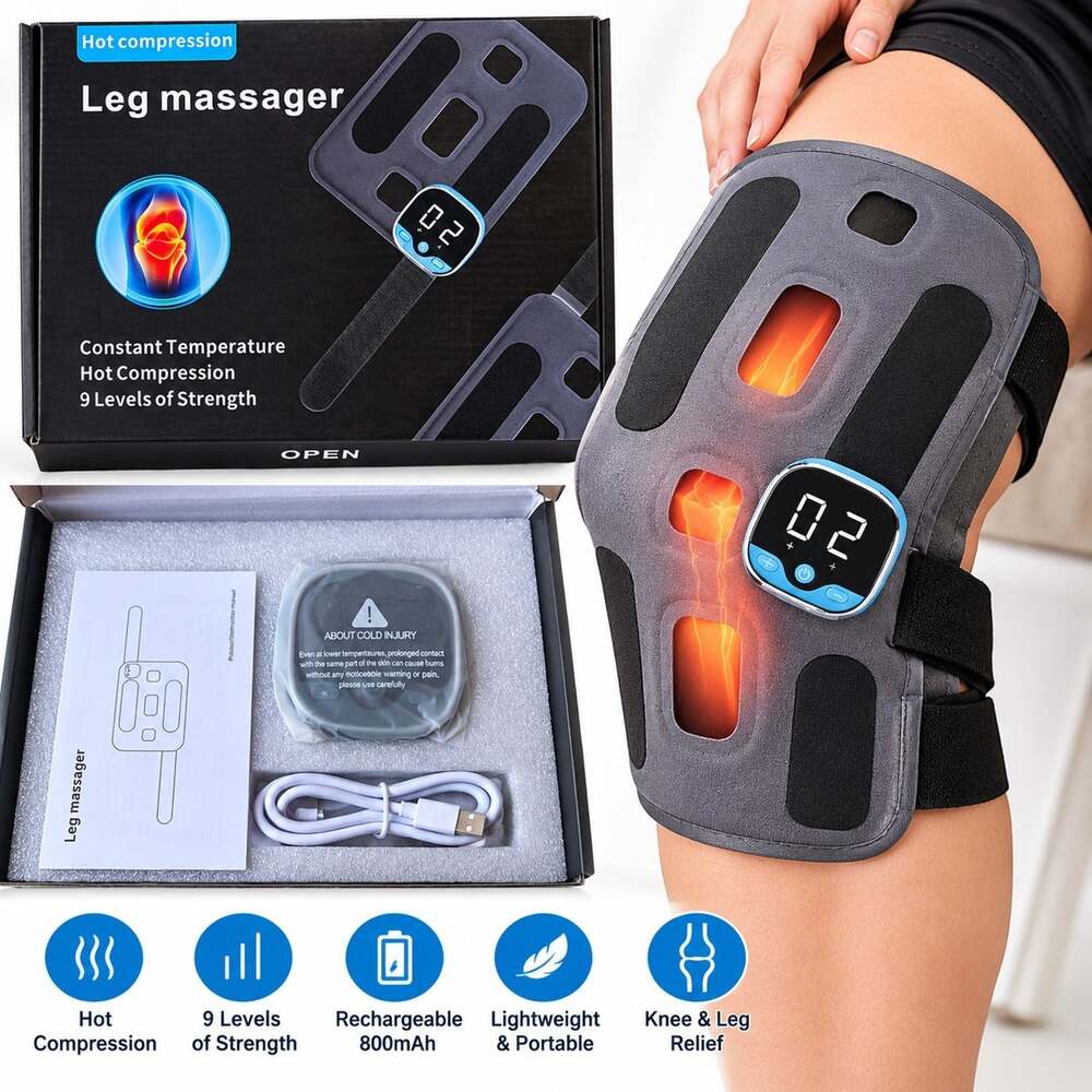 Rechargeable Heated Leg Knee Massager 9 Levels Hot Compression Wrap XY-03 New
